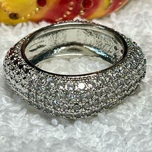 Real cool Silver Crystal square Band Ring